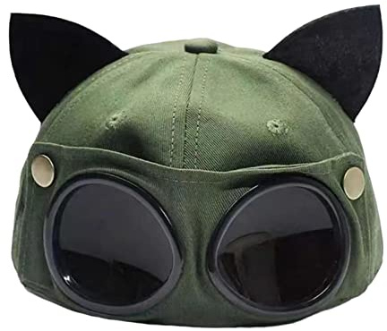 KBOLAE Squisito cappello da baseball con orecchie sulla parte superiore occhiali pilota popolare per bambini nero, Verde, Taglia unica