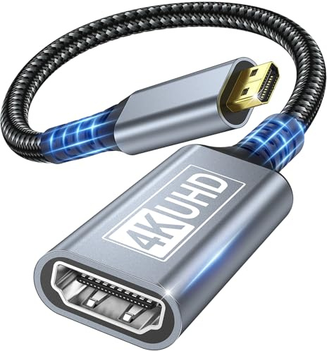 ZEENVIC Micro HDMI auf HDMI Adapter, 4K@60Hz Micro HDMI to HDMI 3D 1080P Typ D auf A Adapterkabel Kompatibel mit Raspberry Pi 5/4, Kamera A6300 A6400, HDR und ARC, ODROID, Hero usw