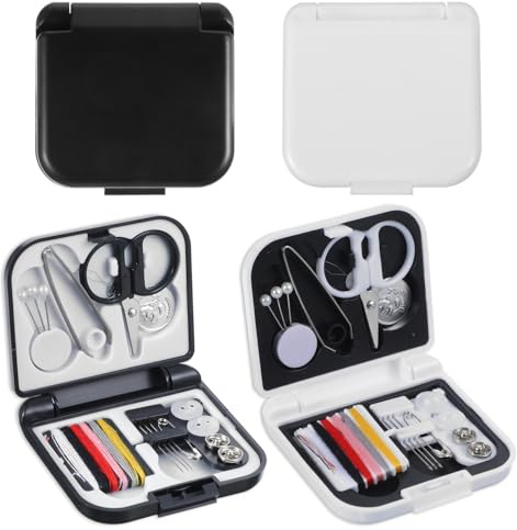 TIESOME 2 boîtes Mini kit de couture- Mini kit de couture de voyage avec accessoires de couture portables pliables - Comprend des aiguilles, des ciseaux, des accessoires de couture, des boutons, etc