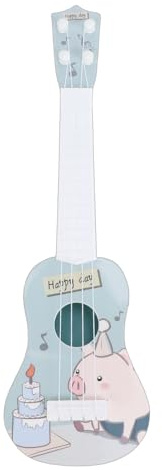 Fockety Ukulélé Jouet pour Enfants, Guitare à 4 Cordes, Jouet Musical, Mini Instruments d'apprentissage, Musical éducatif pour Débutant, Guitare ukulélé, Cadeaux pour Tout-Petits, (Gâteau Cochon)