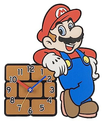Disney Super Mario GSM3053 - Orologio da parete per bambini, soggiorno, camera da letto, cucina