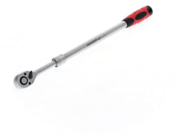 GEDORE red Teleskopknarre, Umschaltbar, Mit Druckknopfauslösung, 1/2 Zoll, Ergonomischer 2K-Griff, Stahlrohr, Rot/Schwarz