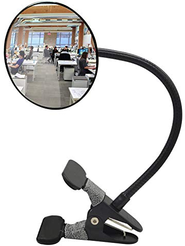 Ampper Acrylic Clip On Rear View Cubicle Mirror, Flexible Convex Security Mirror for Personal Safety Desk Rearview Monitors or Anywhere (3.75, Round)