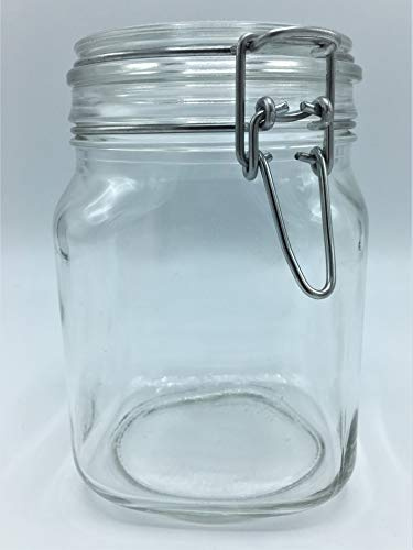 Shop of Wonder© │ 2 x Bügelglas 1 Liter mit Verschluss │ ideal geeignet zum luftdichten Konservieren │ universell einsetzbar als Weckglas, Einmachglas, zum Konservieren und zum Aufbewahren