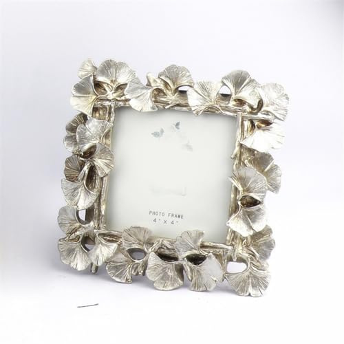 Cozomiz Bilderrahmen Vintage Barock antik Landhausstil Nostalgie Aufsteller Handgefertigtes Harz Portraitrahmen Fotorahmen Fotoaufsteller für die Inneneinrichtung 10x7.6cm Silber