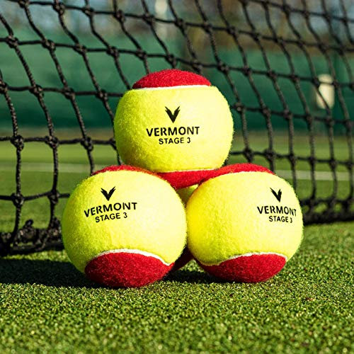 Vermont Tennisbälle | Trainingsbälle für Kinder, Erwachsene & Vereine | ITF-genehmigte Bälle für alle Plätze | Zubehör & Nachfüllpacks (12 Bälle, Mini Rot)
