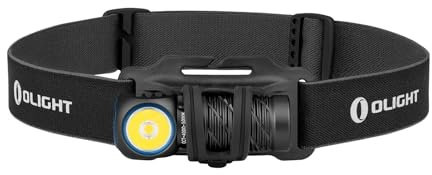 OLIGHT Perun 2 Mini LED Stirnlampe 1100 Lumen 150 Meter, USB Wiederaufladbare EDC Taschenlampe mit Rotlicht, 5 Lichtmodi Wasserdichte Kopflamp mit Stirnband für Campen, Notfälle Schwarz