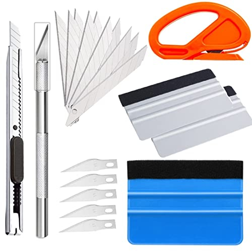 XPEX 7Pz Attrezzi di Installazione Vinile a Tinta con Avvolgimento Finestra Auto,Kit Wrapping,Spatola Pellicole Adesive Set con Raschietto Blu,Pellicola Wrap,Spatola per Pellicole Adesive