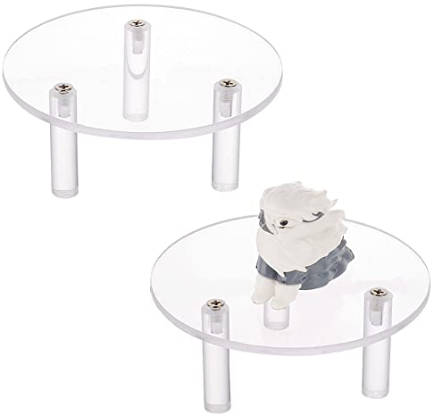 FINGERINSPIRE 2 Packs Présentoir à Bijoux en Acrylique Transparent 10x4.95cm Présentoir à Gâteau Acrylique Rond Présentoir à 3 Pieds Présentoir Transparent Assemblé pour Bijoux Action Figure Montrant