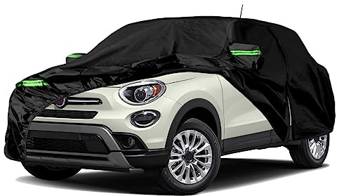 Autoabdeckung Wasserdicht für FIAT 500X/Cross/Urban Look/Sport 2015-2025 | Auto Abdeckplane, Autoplane Outdoor Autogarage Abdeckung mit Reißverschlusstür für Sonne Regen Schnee Staub Schutz