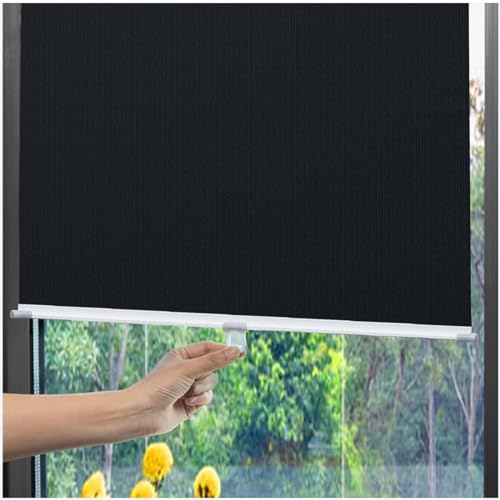 Xrdbfd Saugnapf Rollo, Verdunkelungsrollos Für Fenster, 99% Uv Schutz Sonnenschutz Rollo, Temporäre Jalousien Ohne Bohren, Springrollos, Thermische Fensterabdeckung Vorhang,Black-80x200cm/31 * 79in
