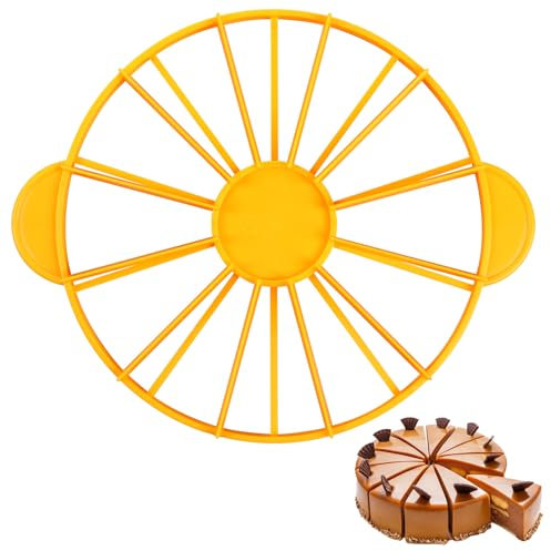 Liobelon Cake Portion Cutter Cake Divider Cheesecake Slicer Cake Slicer for Even Slices Double Sided Cake Portion Marker 10 or 12 Slices,Yellow