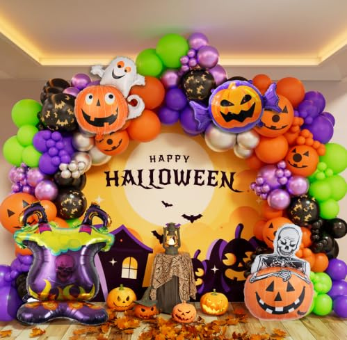 Kit de arco de guirnalda de globos de Halloween para suministros de fiesta de Halloween