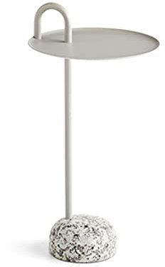 YQINQIN83B Couchtisch Kleiner Beistelltisch aus Metall, runde Bistrotische for drinnen und draußen, tragbarer Couchtisch, Nachttisch, Nachttisch, rost- und wetterbeständig Beistelltisch(Grigio)