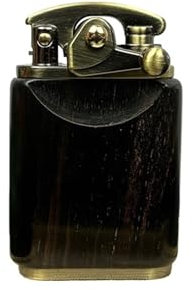 bcdef Vintage Metall-Rocker-Feuerzeug, Mahagoni, Winddicht, Kerosin, antik, weiche Flamme, Rocker-Benzinfeuerzeug (Ebenholz)(Black)
