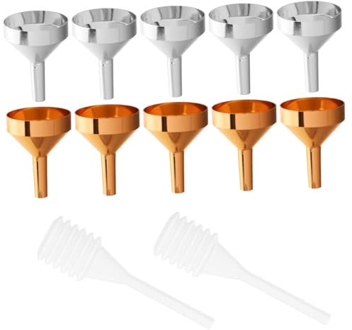BESTYASH 12pièces Mini Entonnoirs Métal de Voyage Petits Entonnoirs pour Flacons Vaporisateurs de Parfum Huiles Essentielles Transvasement de Liquides