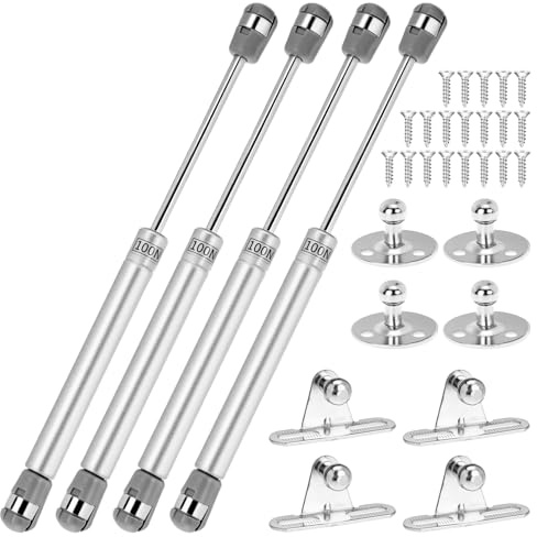 QWORK® 4 Piezas amortiguador de gas, amortiguador puerta 100N/10KG, para puertas de armario de cocina
