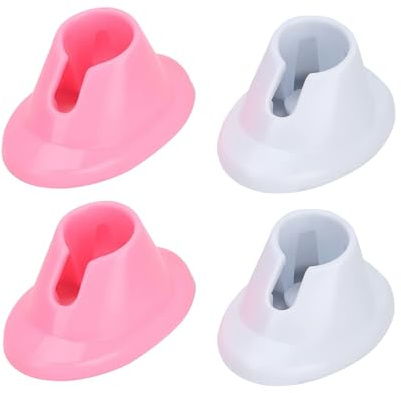 JIzian 4pcs Pink and White Soft Rubber Nail Polish Bottle Holder Nail Polish Stand Anti-Spill Nail Art Organizer Display Manicure Tools Nail Polishs for Nail Art Salon Design