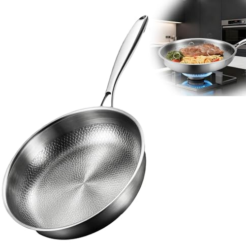 Genérico Sarten Titanio, Sarten Titanio Puro Antiadherente, Wok Martillado de Titanio Nutrition para Cocinar, Sartén de Sin Recubrimiento, Ideal para Usar en la Cocina y en Camping (Sin tapa, 28cm)