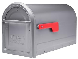 Architectural Mailboxes Mapleton™ Heavy Duty Steel Metal Post Mounted Mail Box for Outside, Graphite, Large Curbside Mailbox with Magnetic Latch