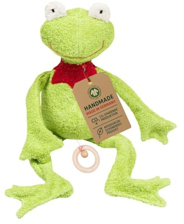 Efie Bio - Spieluhr Schlenker Frosch, kontrolliert biologischer Anbau (organic), Made in Germany, GOTS zertifiziert, nachhaltig, Melodie (Sandmann, leber Sandmann)
