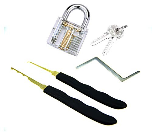 Loboo Idea Lucchetto per esercitazione trasparente con set di addestramento professionale per la raccolta di 3 pezzi, strumento di estrazione per fabbri principianti e professionisti