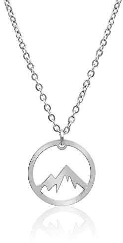 Nuoli® Berg Kette Damen (45 + 5cm verstellbar) Halskette mit Berg Anhänger für Frauen & Mädchen, aus Edelstahl