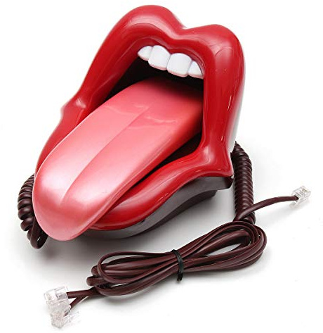 SGerste Red Lips - Téléphone fixe - Bouche bruyante - Mini téléphone amusant - Téléphone filaire pour la maison, la chambre à coucher, la salle de lecture