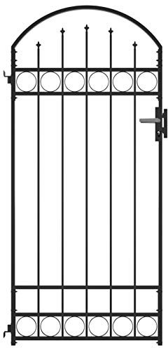 Atlojoys Portail de Clôture avec Dessus Arqué Porte de Clôture Portillon de Jardin Porte de Jardin Portillon de Patio Extérieur 89x200 cm Noir