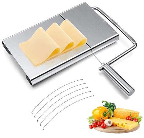 SYH&AQYE Coupe Fromage Fil, Coupe Beurre, Coupe Fromage en Acier Inoxydable avec 4 Fils de Remplacement, Cheese Cutter pour Fromage à Pâte Molle et Beurre