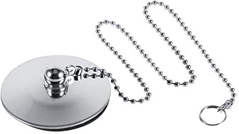 2,5 cm Badewannenstöpsel Chrom Edelstahl Sieb Küche Spüle Bad Badewanne Korb Sieb Ersatz Ablaufabdeckung Stopper Massiv Metall Abflussstopfen mit Kette