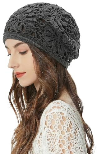 ZLYC Damen Sommer Strickmützen Handgemacht Häkelmütze Slouch Beanie Mütze | Baumwolle Atmungsaktives
