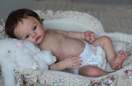 Anano Reborn Puppe Vollsilikon Lebensechte Babypuppen Junge 48CM Realistische Reborn Babypuppe Neugeborene Wie Echtes Baby Mit Silikon Vinyl Waschbare Körper