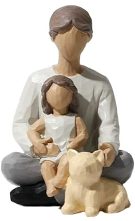 Waowumar Family Figurines Decor Resin Sculpture Father and Daughter Statue Gifts for Home Decoration for Birthday, Thanksgiving, Christmas, Father's Day