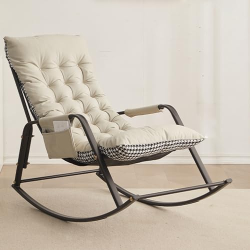 Schaukelstuhl ,schaukelsessel ,schaukelstuhl wohnzimmer , Schwingsessel,fauteuil inclinable，fauteuil de jardin，Belastbarkeit 150kg ,für Schlafzimmer, Wohnzimmer, Balkon, Outdoor ,119*62*99cm,Creme ( C