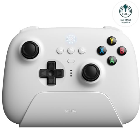 8Bitdo Ultimate 2.4G Wireless Controller, Hall Effect Joystick Update, Gaming Controller with Charging Dock for PC, Android, Steam Deck & Apple (White)