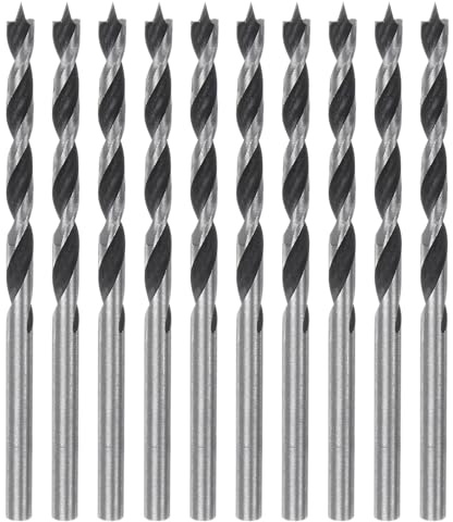 sourcing map 10 Stück Brad Point Bohrer Set 4 mm Durchmesser Gerader Rund-Schaft Metrische Spiral Twist Metall Holzbohrer für Schreiner Holzbearbeitung Kunststoff Gummi