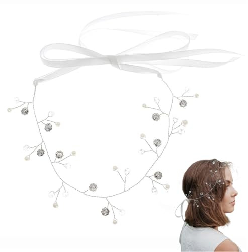 FAIRYGATE Serre Tête Mariage Cheveux Courts en Strass Bandeau en Cristal Brillant Blanc Bandes de Brillantes Bandeaux Scintillants avec Perles pour Femmes X04921