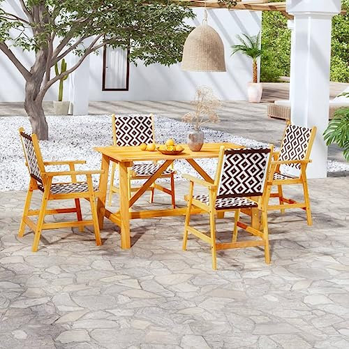 DYRJDJWIDHW europaletten,gartenmöbel Set,palettenkissen,5-TLG. Garten-Essgruppe Massivholz AkazieGeeignet für Garten, Swimmingpool, Wohnzimmer, Terrasse