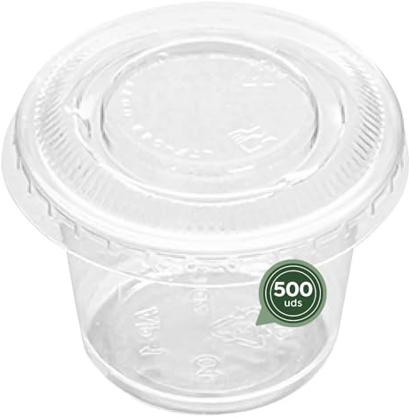 MAXI PRODUCTS - Botes de Plástico Reutilizables con Tapa - Tarrinas Transparentes - Botes de Plástico Reutilizables para Salsas - Envases con Tapa - EXTRA RESISTENTES (30 cc, 1000 unidades)