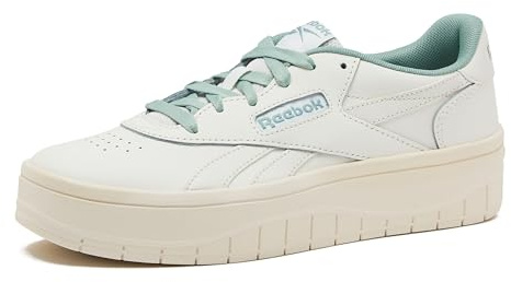 Reebok Court Advance Surge Platform Womens Sneakers, Fashion Tennis Shoes for Women, Chalk/Vintage Chalk/Hybrid Green, 7.5