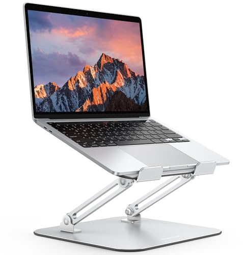 OMOTON Laptop Ständer Höhenverstellbar, Laptop Stand mit Doppelstützen | Faltbarer Notebook Ständer mit Belüftung, Laptop Halterung Kompatibel mit MacBook Air Pro & Allen Laptops (10-17.2), Silber