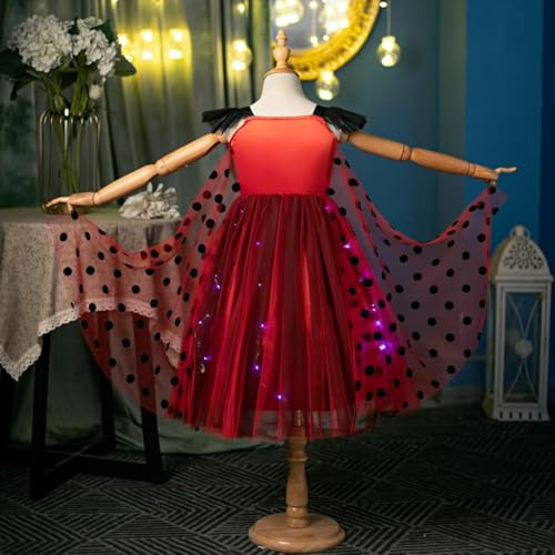 Sincere Party ljus up nyckelpiga prinsessklänning med cape, nyckelpiga fe Cosplay klänning för flickor 3–4 år