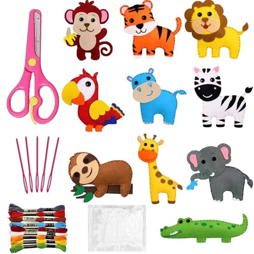 Cerkkapo Nähset, Filztiere Nähen Set, DIY Tierformen, Pädagogisches Nähset für Anfänger,Nähen Filzset, Animals Sewing Kit - Polartier