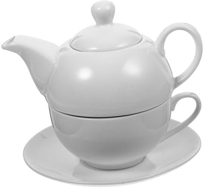 Ciieeo Ceramic Teapot and Coffee Pot Tea Set Small White Household Teaware for English Afternoon Tea and Cup Single Person Chinese Kung Fu Style