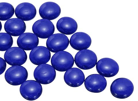 QUARKZMAN Perle di Vetro, Gemme di Vetro Piatte Blu 0,22 Libbre (0,47-0,87) Marmi di Vetro Ciottoli per Riempitivi di Vaso Decorazioni per Acquari Fai da Te Artigianato