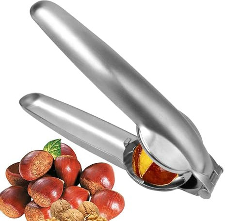 Chestnut Plums, Plums with Chestnut Tongs, Stainless Steel Casserole for Chestnuts, Pacans and Almonds with Non-Slip Handle for Restaurants and Tourag