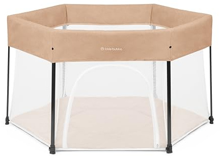 Ickle Bubba Fiesta Pop-Up Playpen for Baby & Toddler – Portable Travel Play Pen for Indoor & Outdoor, 30-Second Setup, Breathable Mesh Sides, Foldable with Padded Play Mat & Carry Bag (Biscuit)