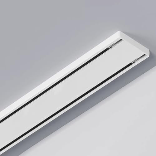 Vorhangschiene für Glasschiebetür, Deckenmontage, 5 m lange Stange für Vorhänge und Gardinen, Weiß