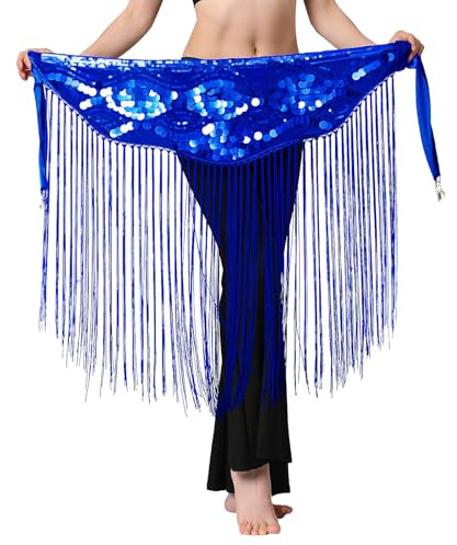 JIAHG Écharpe de Hanche à Paillettes Femmes Ceinture de Danse Orientale Jupe de Danse du Ventre Foulard à Franges Chaîne de Taille Danse Classique Samba Tango Latine